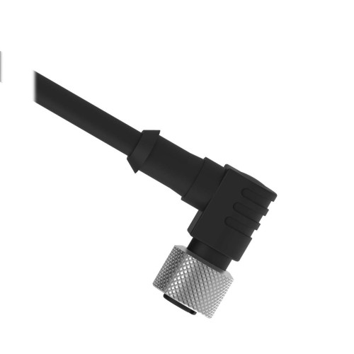 Cordset: Single Ended M12, 5-pin Right-Angle Female, 19 m 5x22 Black PVC Jacket, Nickel-Plated Brass Coupling Nut