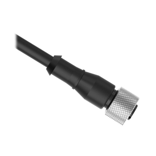 Cordset: Single Ended M12, 8-pin Straight Female, 18.5 m 8x24 Shielded Black PVC Jacket, Nickel-Plated Brass Coupling Nut