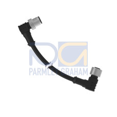 Cordset: Double Ended M12, 4-pin Right-Angle Female, 4-pin Right-Angle Male, 1.83 m Black PVC Jacket, Nickel-Plated Brass Coupling Nuts