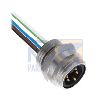 Mini-style QD Receptacle, 5-pin Male Pin-out Straight Connector, Wire Length: 60 (2.5 in), Chrome-Plated Brass Housing