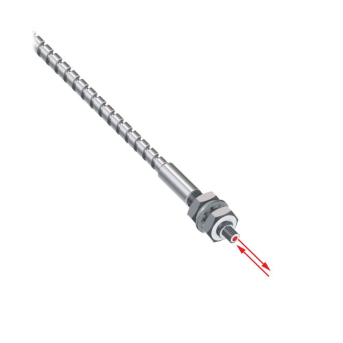 Glass Fiber, Opposed Mode 1. dia. Bundle, M4 Threaded Tip With M2.5, Stainless Sheathing 1 m Long, Terminated For Plastic Fiber Sensors, Vantage Line