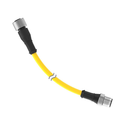 Cordset: Double Ended M12, 8-pin Straight Female, 8-pin Straight Male, 30.48 m 8x22 Yellow PVC Jacket, Nickel-Plated Brass Coupling Nuts