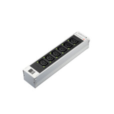 DK PSM Plus socket module, C13, 6-way, black, nicht schaltbar, mit LED