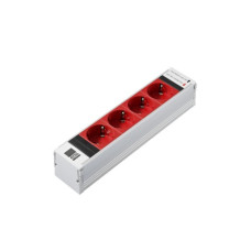 DK PSM Plus socket module, CEE 7/3 (type F), 4-way, red, non-switchable