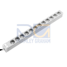 DK Socket strip, CEE 7/3 (type F), 12-way, 250 V, 16 A, LHD: 658,6x44x44 mm