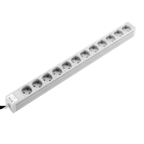 DK Socket strip, CEE 7/3 (type F), 12-way, 250 V, 16 A, LHD: 658,6x44x44 mm