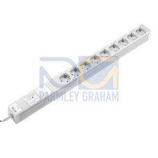 DK Socket strip, CEE 7/3 (type F), 9-way, 250 V, 16 A, LHD: 658,6x44x44 mm