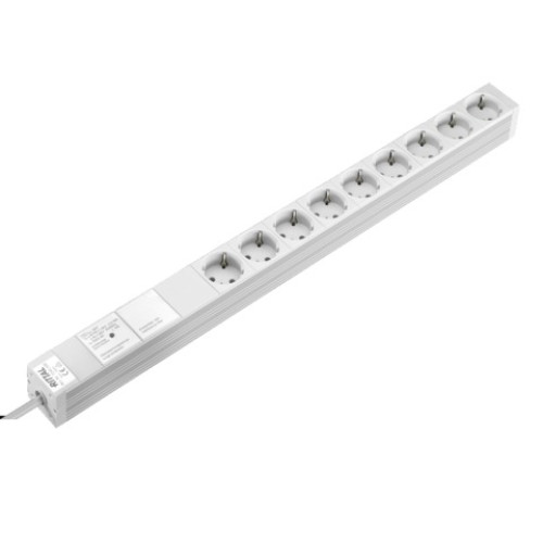 DK Socket strip, CEE 7/3 (type F), 9-way, 250 V, 16 A, LHD: 658,6x44x44 mm