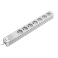 DK Socket strip, CEE 7/5 (type E), 7-way, 250 V, 16 A, LHD: 482,6x44x44 mm