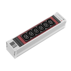 DK PSM Plus socket module, C13, 6-way, red, non-switchable