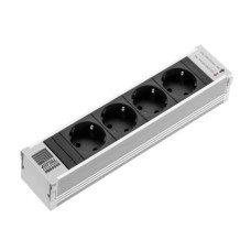 DK PSM Plus socket module, CEE 7/3 (type F), 4-way, black, non-switchable
