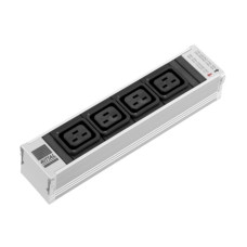 DK PSM Plus socket module, C19, 4-way, black, nicht schaltbar, mit LED