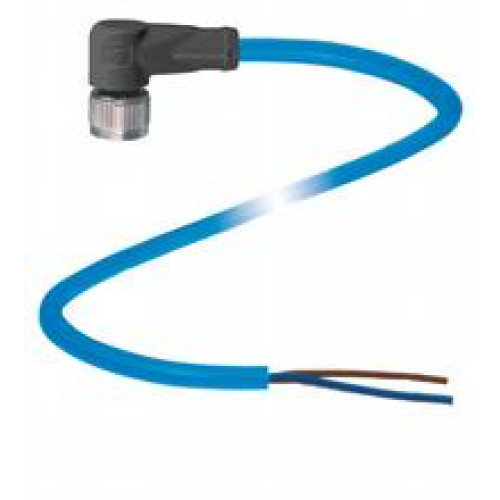 Female cordset single-ended M12 angled A-coded, 2-pin, PUR cable blue, NAMUR, Length: 5 m