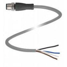 Male cordset single-ended M12 straight A-coded, 4-pin, PUR cable grey, Length: 2 m