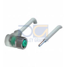 Female cordset single-ended M12 angled A-coded, LED 4-pin, PUR cable grey, Length: 5 m