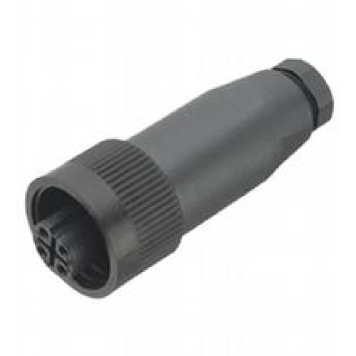 Female connector, dia. 24, 6-pin+PE, field attachable, Number of pins: 6 + PE