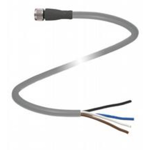 Female cordset single-ended M8 straight A-coded, 4-pin, PVC cable grey, Length: 5 m