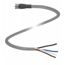 Female cordset single-ended M8 straight A-coded, 4-pin, PUR cable grey, Length: 2 m