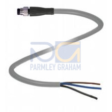 Male cordset single-ended M8 straight A-coded, 3-pin, PUR cable grey, Length: 2 m