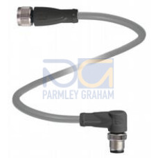 Cordset M12 socket straight to M12 plug angled A-coded, 4-pin, PUR cable grey, Length: 10 m