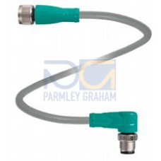 Cordset M12 socket straight to M12 plug angled A-coded, 4-pin, PUR cable grey, Length: 20 m