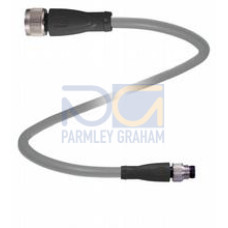 Cordset M12 socket straight to M8 plug straight A-coded, 3-pin, PUR cable grey, Length: 2 m