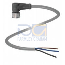 Female cordset single-ended M12 angled A-coded, 3-pin, PVC cable grey, Length: 2 m