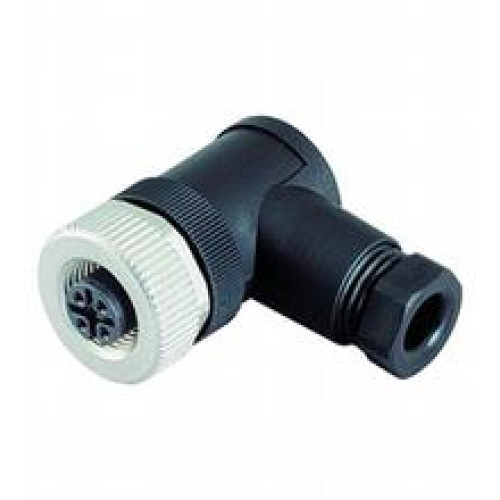Female connector M12 angled A-coded 5-pin, for cable diameter 6 - 8 mm, field-attachable