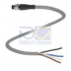 Male cordset single-ended M8 straight A-coded, 4-pin, PUR cable grey, Length: 5 m