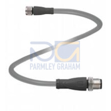 Cordset M8 socket straight to M12 plug straight A-coded, 4-pin, PUR cable grey