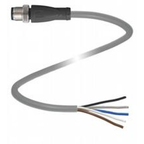 Male cordset single-ended M12 straight A-coded, 5-pin, PUR cable grey, Length: 10 m