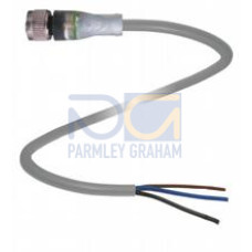Female cordset single-ended M12 straight A-coded, LED 3-pin, PUR cable grey, Length: 2 m
