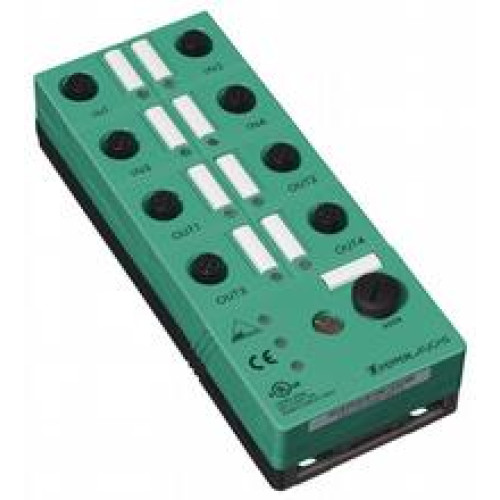 AS-Interface sensor - G2 flat module, 4 inputs (PNP) and 4&nbsp;electronic outputs, AS-Interface specification: V3.0, Voltage: ? (UAUX - 0.5 V), Voltage: 21 ... 31 V, Degree of protection: IP67, Degree ..