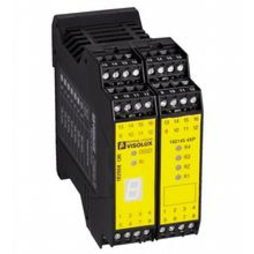 Performance level (PL): PL e, Safety Integrity Level (SIL): SIL 3, Category: Cat. 4, Operating voltage: 24 V DC, &plusmn; 20 %, Number of channels: 4, Safety output: 2 relay outputs, force-guided NO-conta..
