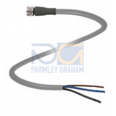 Female cordset single-ended M8 straight A-coded, 3-pin, PUR cable grey, Length: 3 m