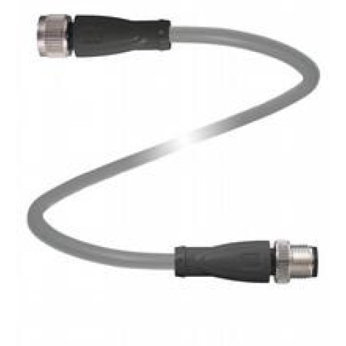 Cordset M12 socket straight to M12 plug straight A-coded, 3-pin, PVC cable grey, Length: 10 m