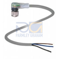 Female cordset single-ended M12 angled A-coded, LED 3-pin, PVC cable grey, Length: 15 m