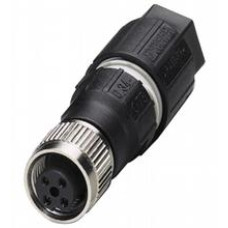 Female connector M12 straight A-coded 4-pin, for cable diameter 4 - 8 mm, field-attachable, insulation displacement connection, Cores: ? 1.3 ... 2.6 mm incl. insulation Cross-section: 0.34 ... 0.75..