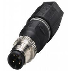 Male connector M12 straight A-coded 4-pin, for cable diameter 4 - 8 mm, field-attachable, insulation displacement connection, Cores: ? 1.3 ... 2.6 mm incl. insulation Cross-section: 0.34 ... 0.75 m..