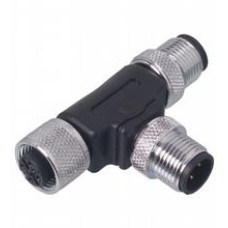 T-Splitter M12 plug to M12 plug / M12 socket 4-pin A-coded
