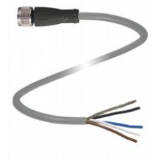 Female cordset single-ended M12 straight A-coded, 4-pin, PUR cable grey, shielded, Length: 5 m