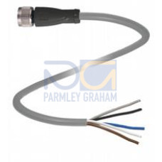 Female cordset single-ended M12 straight A-coded, 5-pin, PVC cable grey, Length: 15 m