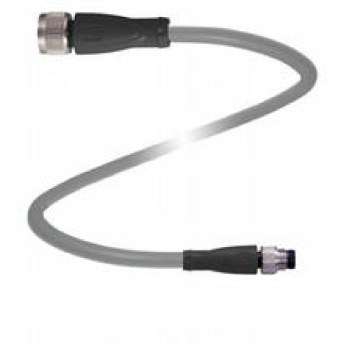 Cordset M12 socket straight to M8 plug straight A-coded, 3-pin, PUR cable grey, Length: 10 m