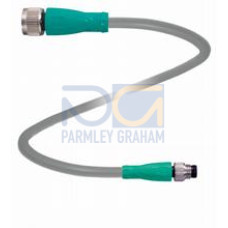 Cordset M12 socket straight to M8 plug straight A-coded, 3-pin, PUR cable grey, Length: 3 m