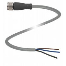 Female cordset single-ended M12 straight A-coded, 3-pin, PUR cable grey, Length: 2 m