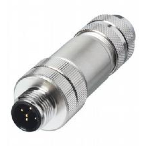 Male connector M12 straight B-coded 5-pin, for cable diameter 5 - 8 mm, shielded, field-attachable