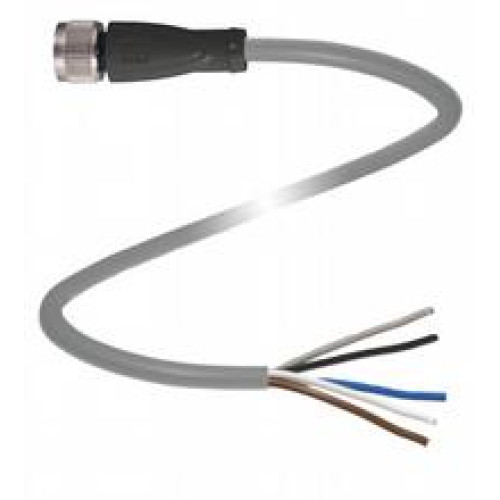 Female cordset single-ended M12 straight A-coded, 5-pin, PUR cable grey, Length: 20 m