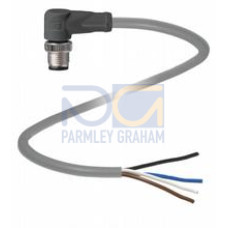 Male cordset single-ended M12 angled A-coded, 4-pin, PVC cable grey, Length: 15 m