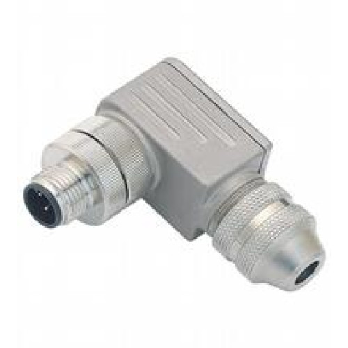 Male connector M12 angled B-coded 5-pin, for cable diameter 5 - 8 mm, shielded, field-attachable
