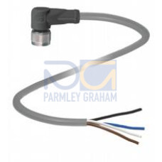 Female cordset single-ended M12 angled A-coded, 4-pin, PUR cable grey, Length: 6 m